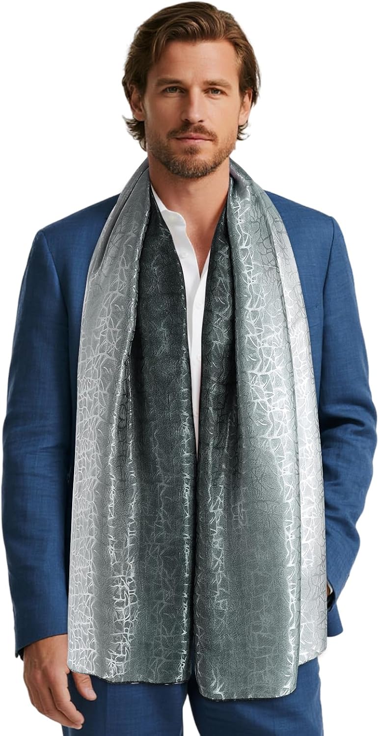 GERINLY Silk Feel Long Scarf for Men, Lightweight Business Dress Shawl Wraps Gentlemen, European Style Suit Scarves - Image 1